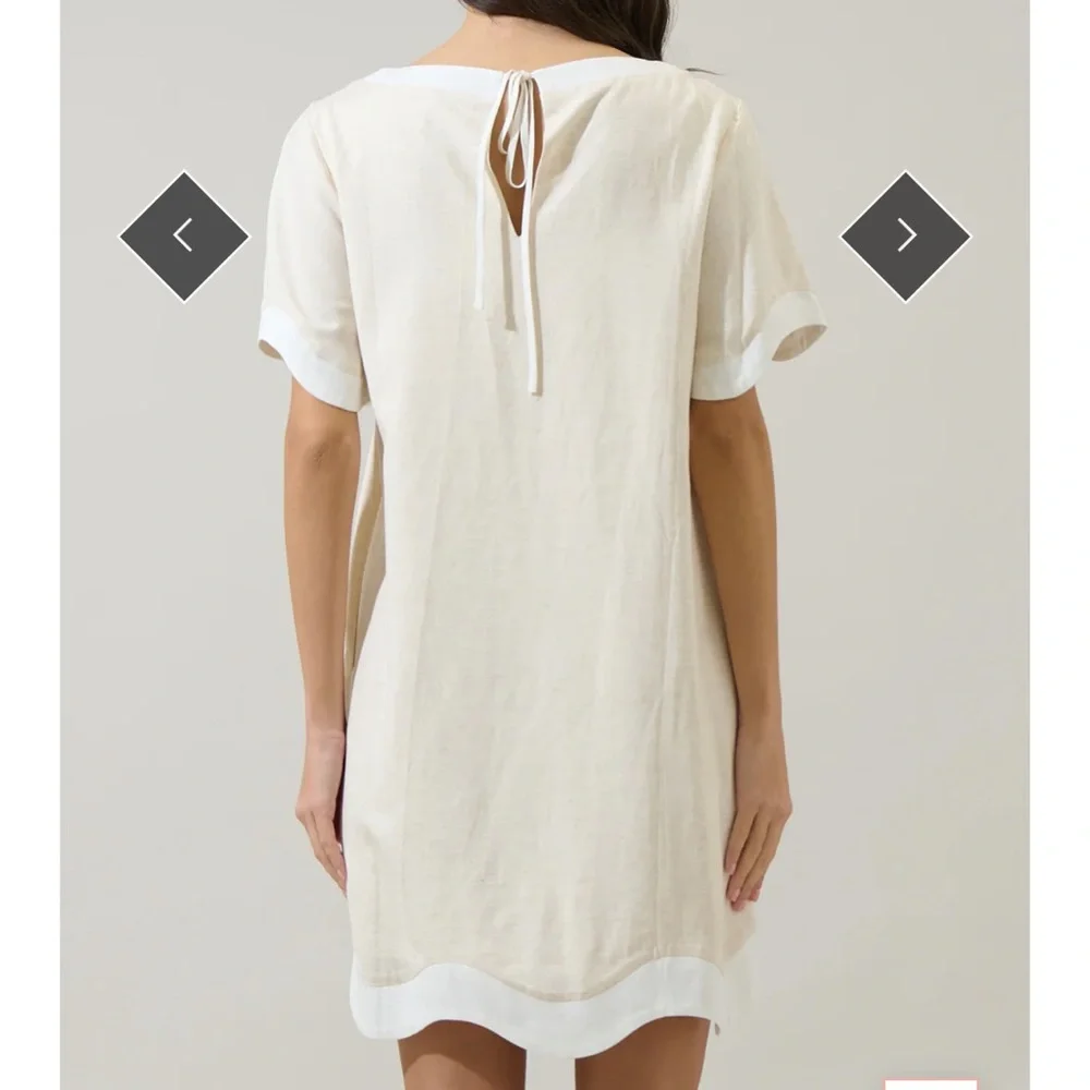 Sugarlips Gizelle Scallop Shift Mini Dress Sz XL In Natural NWT | Mini Dress - - Picture 3 of 11